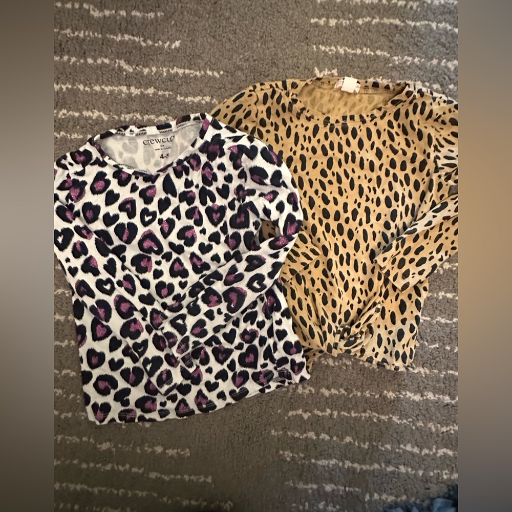 Lot Crewcuts leopard shirts 4-5 T long sleeve shirts EUC